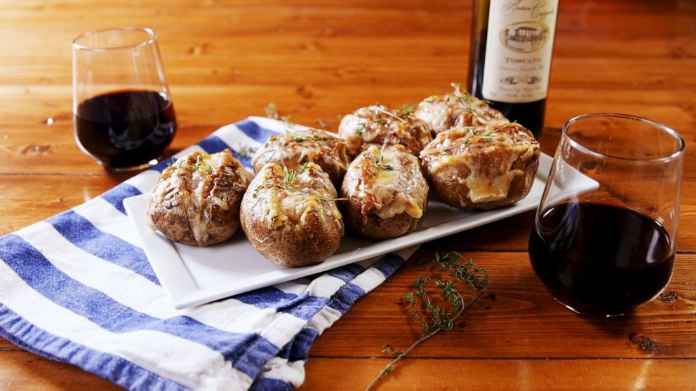 PHOTO: French onion soup baked potatoes.