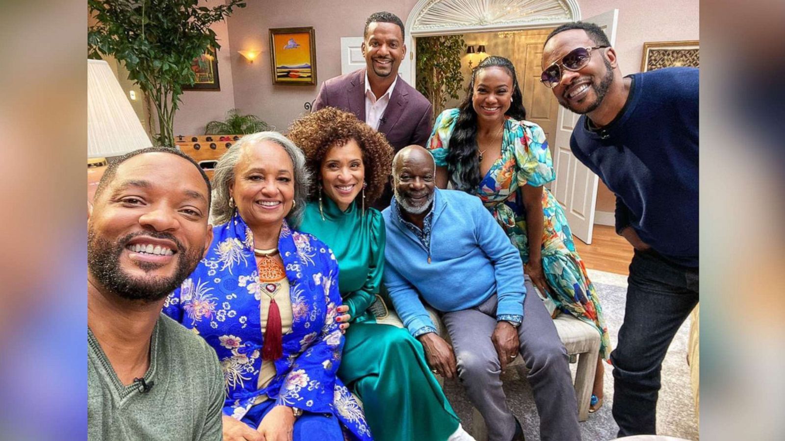 PHOTO: Will Smith reunites with the cast of "The Fresh Prince of Bel-Air" in an image posted to his Instagram account on Sept. 10. 2020. (l to r) Daphne Maxwell Reid, Karyn Parsons, Alfonso Ribeiro, Joseph Marcell, Tatyana M. Ali, Jazzy Jeff)