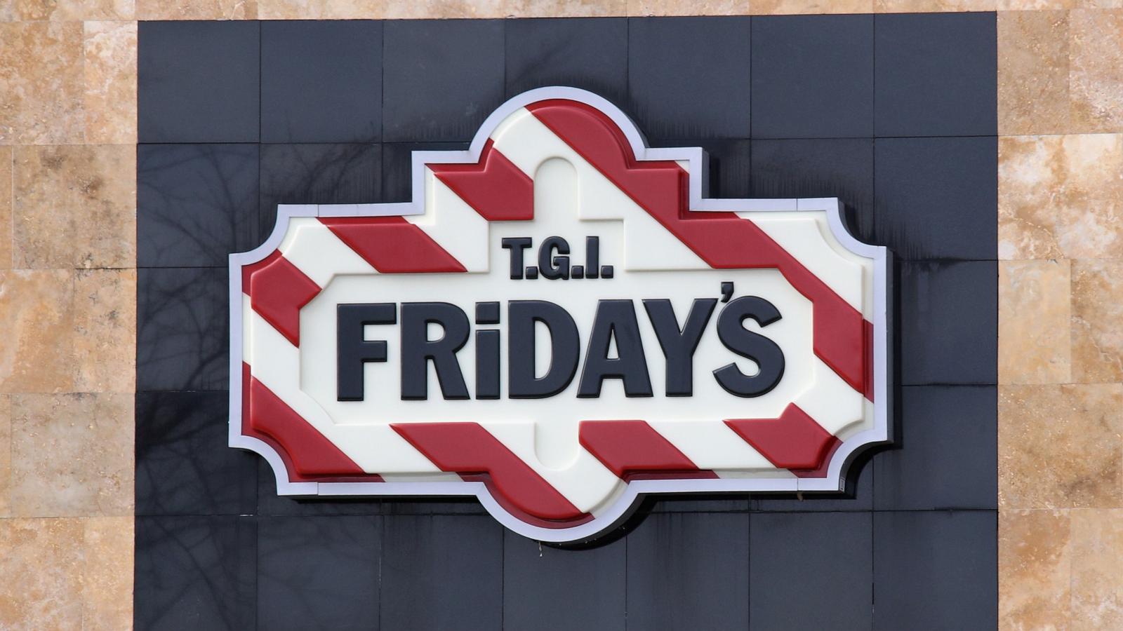 PHOTO: An image of the sign for T.G.I Friday's, March 16, 2020, in Levittown, N.Y.