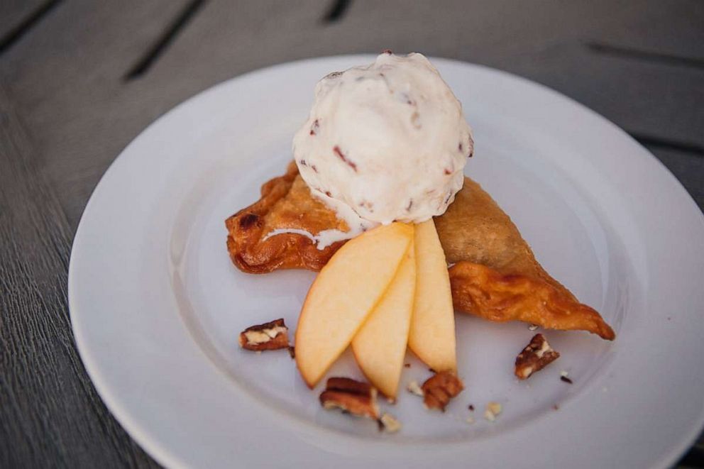 PHOTO: Fried peach pie with candied pecan ice cream.