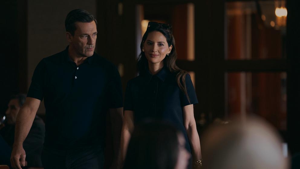 PHOTO: Jon Hamm and Olivia Munn in "Your Friends & Neighbors," now streaming on Apple TV+.