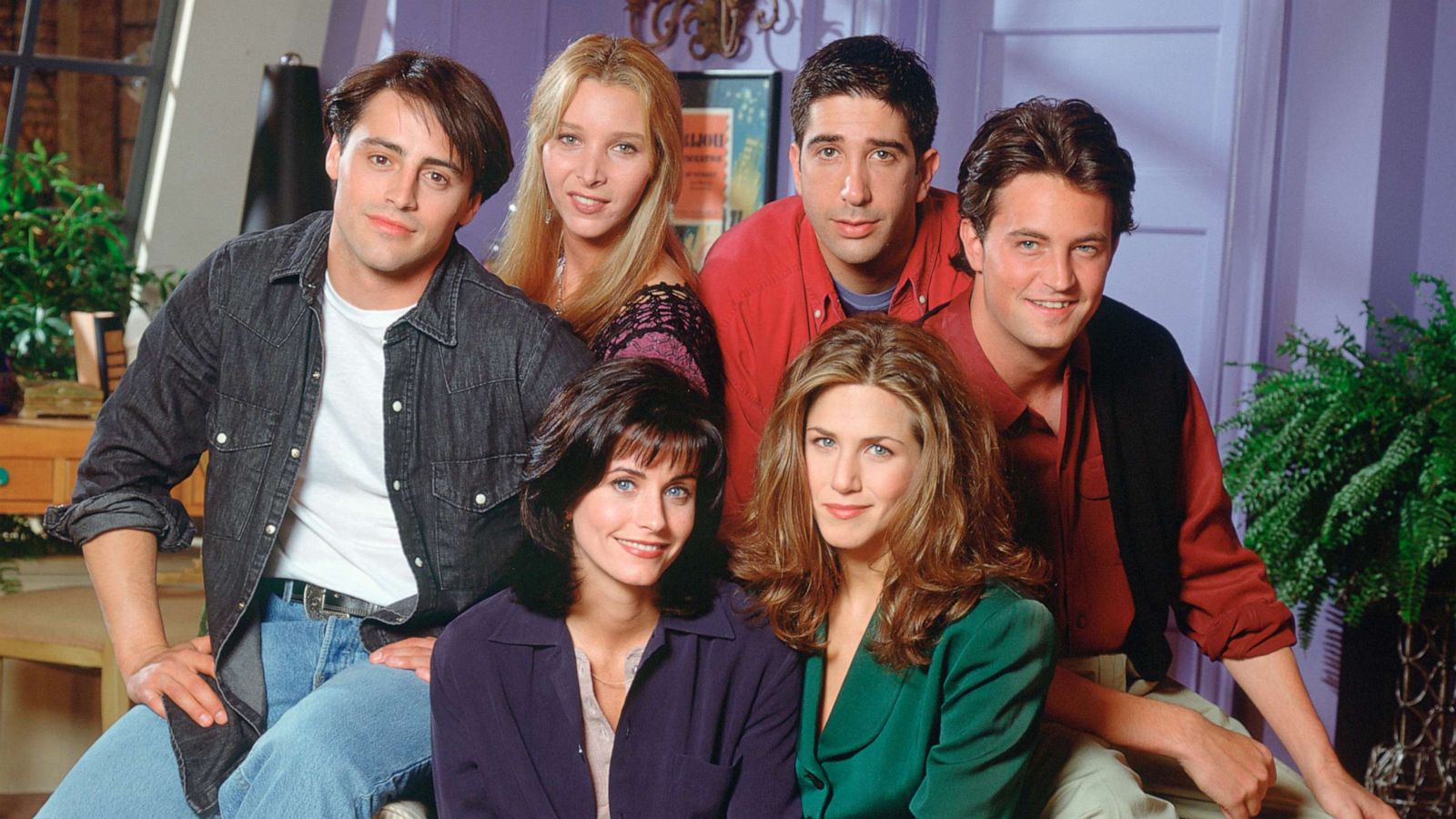 PHOTO: The cast of "Friends," clockwise from bottom left, Courteney Cox Arquette as Monica, Matt LeBlanc as Joey, Lisa Kudrow as Phoebe, David Schwimmer as Ross, Matthew Perry as Chandler, Jennifer Aniston as Rachel.