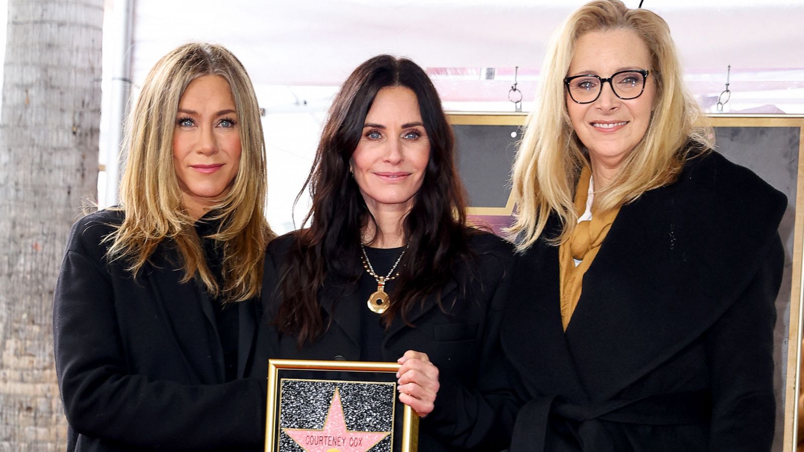 PHOTO: Jennifer Aniston, Courteney Cox and Lisa Kudrow attend the Hollywood Walk of Fame Star Ceremony for Courteney Cox on Feb. 27, 2023 in Hollywood, Calif.