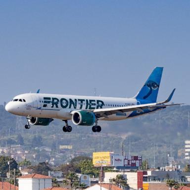 PHOTO: Frontier Airlines Airbus A320-251N arrives at Los Angeles International Airport, May 24, 2024, in Los Angeles.