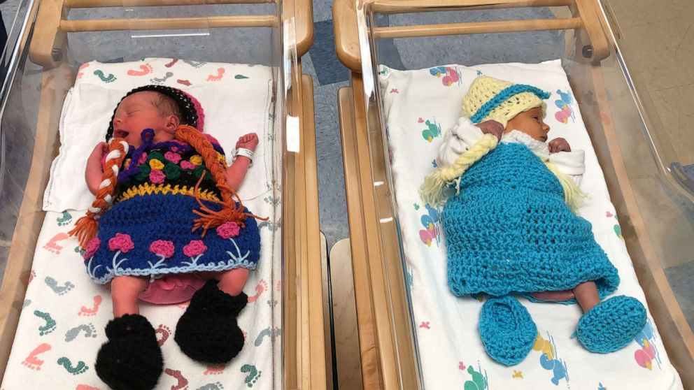 PHOTO: Babies dressed up as Frozen characters at the maternity ward at St. Luke's in Kansas City, Miss., in November 2019.