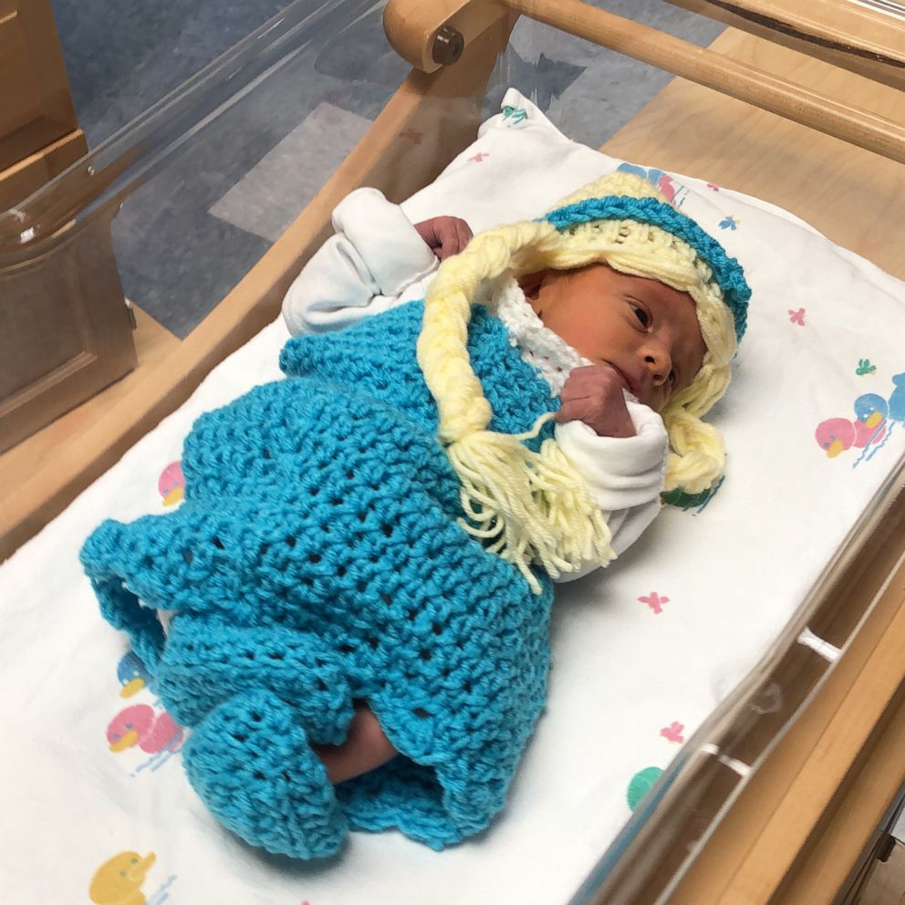 PHOTO: Babies dressed up as Frozen characters at the maternity ward at St. Luke's hospital in Kansas City, Miss., in November 2019.