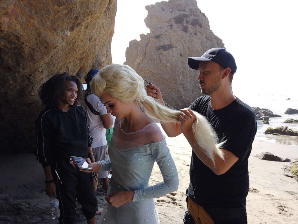 PHOTO: Sarah Ingle and crew filming at El Matador Beach in Malibu, Calif.