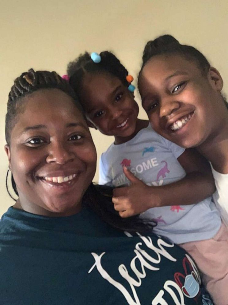 PHOTO: Monique Nash poses with her three-year-old and nine-year-old daughters. Nash is a preschool teacher at Funtime Preschool in Clinton, Miss.