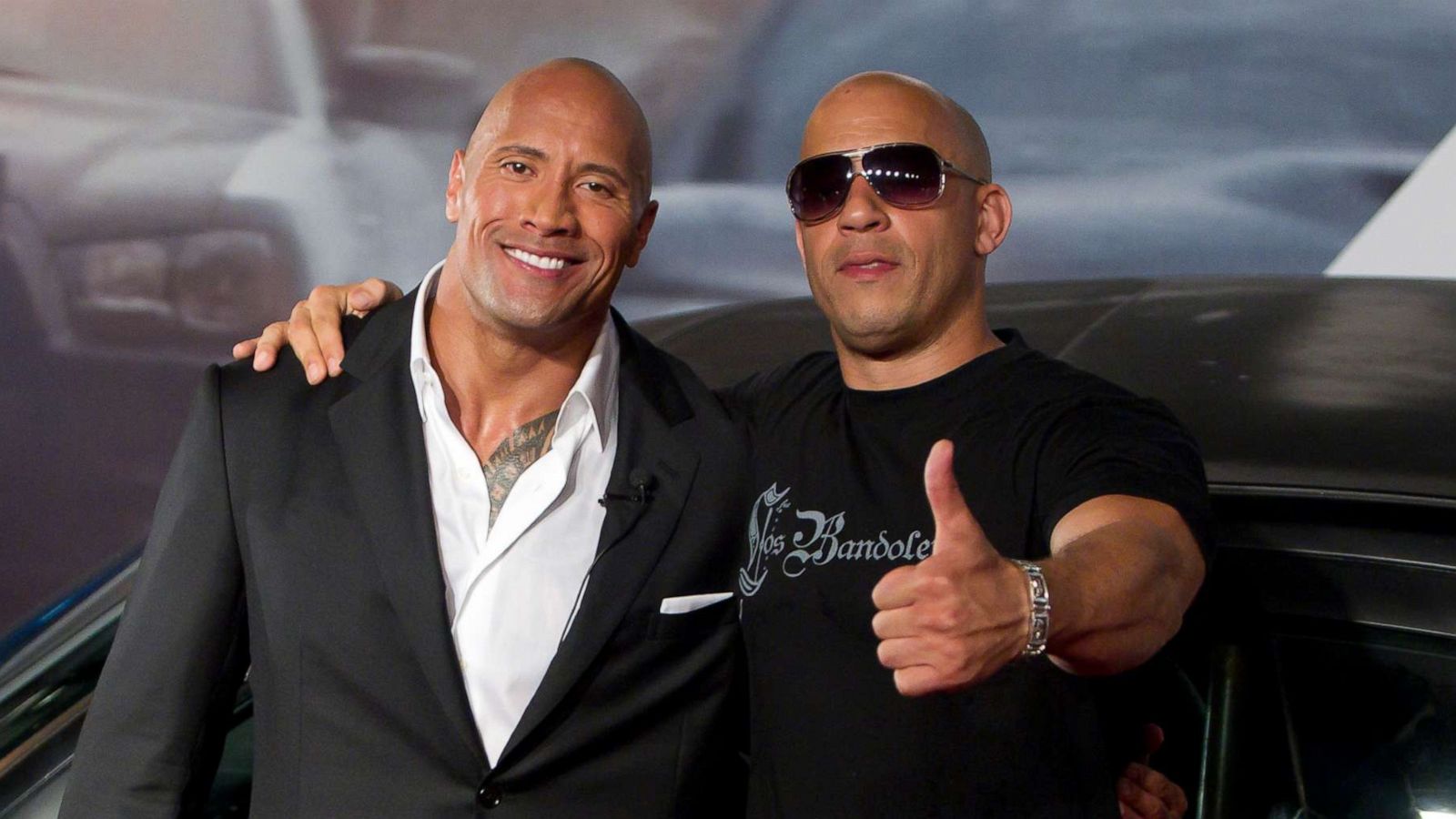 PHOTO: Dwayne Johnson (The Rock) and Vin Diesel pose for photographers during the premiere of the movie "Fast and Furious 5," April 15, 2011, in Rio de Janeiro.