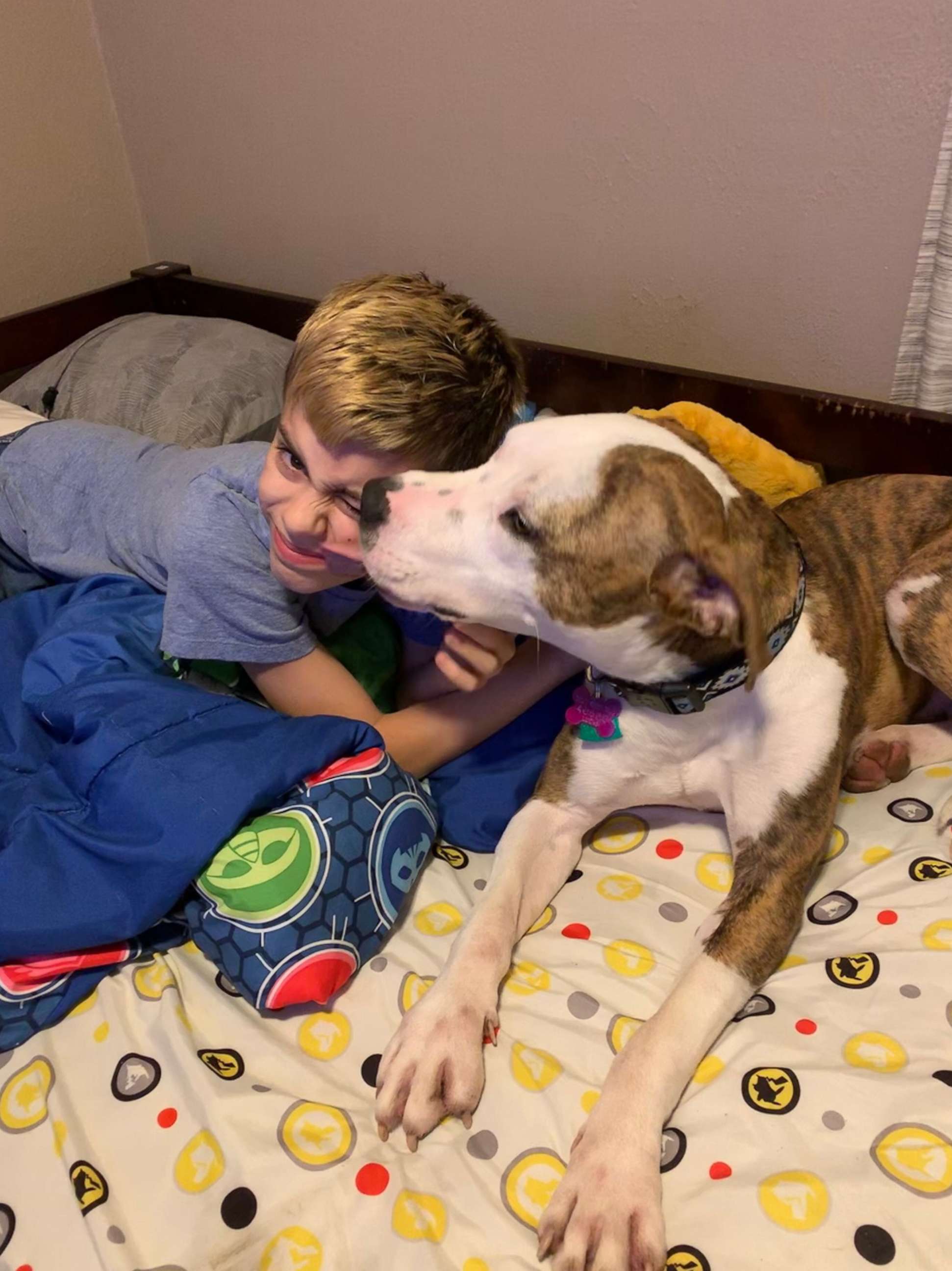 PHOTO: Gabe Banzhof, 10, was adopted by Thomas Banzhof before heading over to Lucas County Canine Care & Control in Toledo, Ohio, to bring home his dog, Cupid.