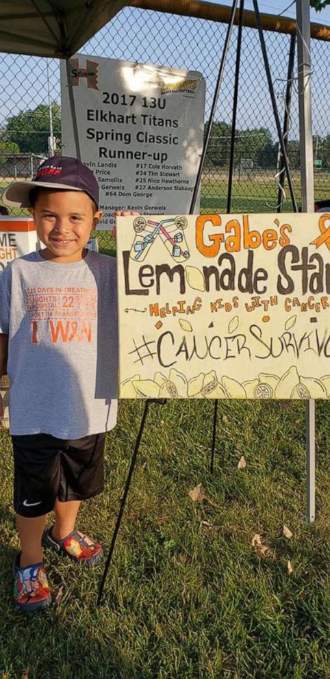 PHOTO: Gabe's mom, a high school softball coach, helped Gabe set up a lemonade stand at one of her softball tournaments.