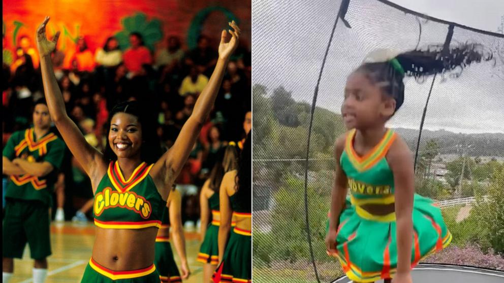 PHOTO: Dwyane Wade and Gabrielle Union's daughter Kaavia imitates her mom's character from the 2000 comedy "Bring It On."