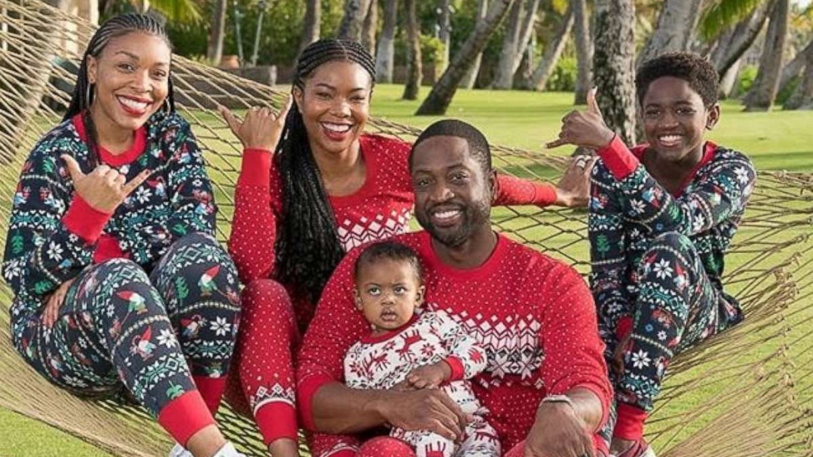 PHOTO: A photo posted to Gabrielle Union's Instagram account on Dec. 25, 2019, show her, center left, and Dwayne Wade posing for a family photo.