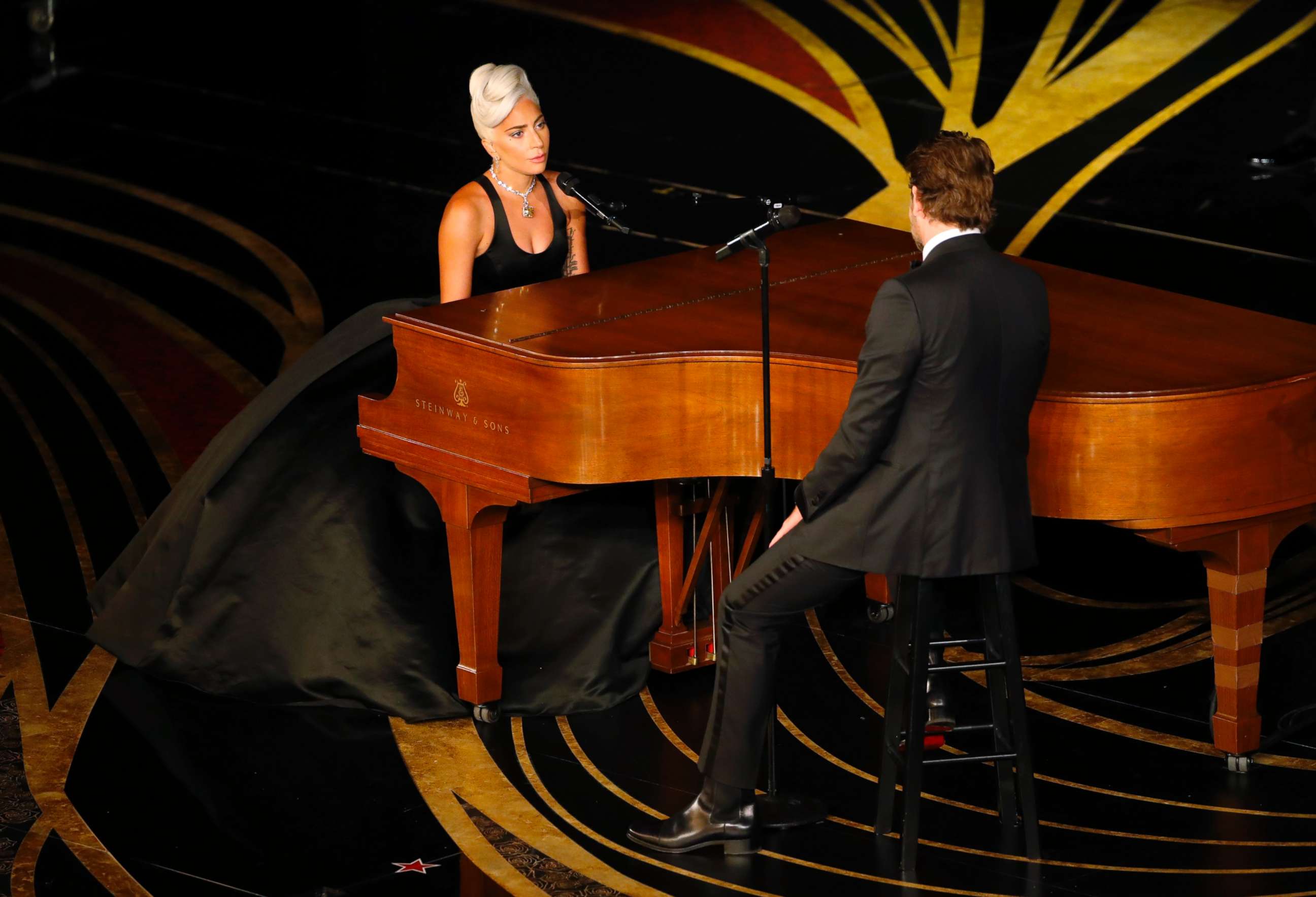 PHOTO: Lady Gaga and Bradley Cooper perform "Shallow" from "A Star Is Born" at the 91st Academy Awards in Los Angeles, Feb. 24, 2019.