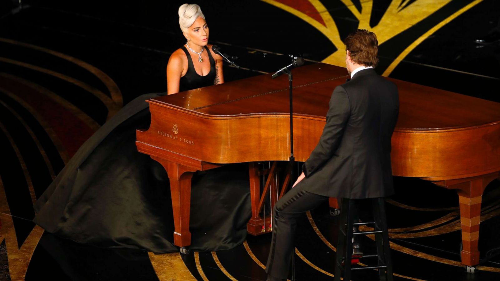 PHOTO: Lady Gaga and Bradley Cooper perform "Shallow" from "A Star Is Born" at the 91st Academy Awards in Los Angeles, Feb. 24, 2019.