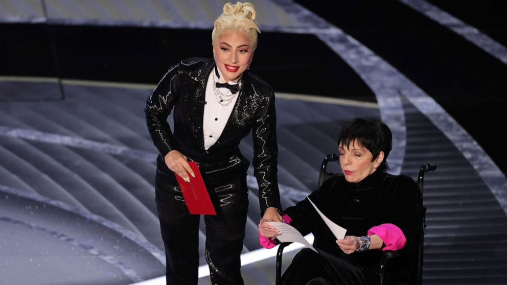 PHOTO: Lady Gaga and Liza Minnelli speak onstage during the 94th Annual Academy Awards at Dolby Theatre on March 27, 2022 in Hollywood, Calif.