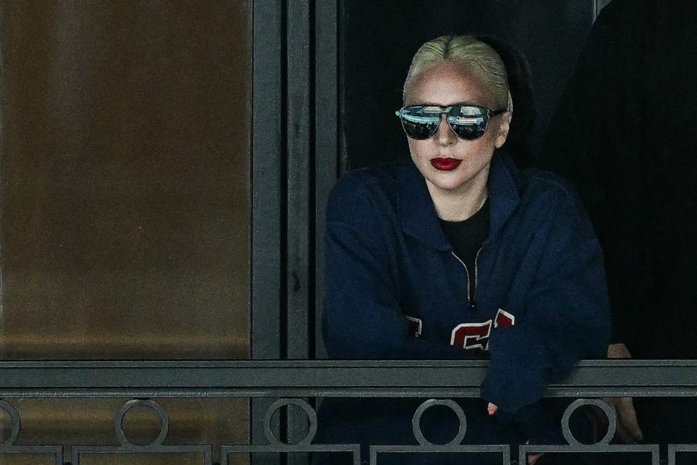 PHOTO: US singer and actress Lady Gaga attends the artistic gymnastics women's qualification during the Paris 2024 Olympic Games at the Bercy Arena in Paris, on July 28, 2024.