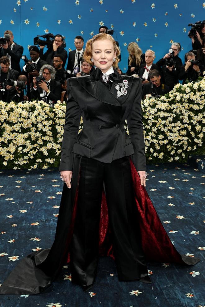 PHOTO: Sarah Snook attends the 2025 Met Gala Celebrating "Superfine: Tailoring Black Style" at Metropolitan Museum of Art, May 5, 2025, in New York.