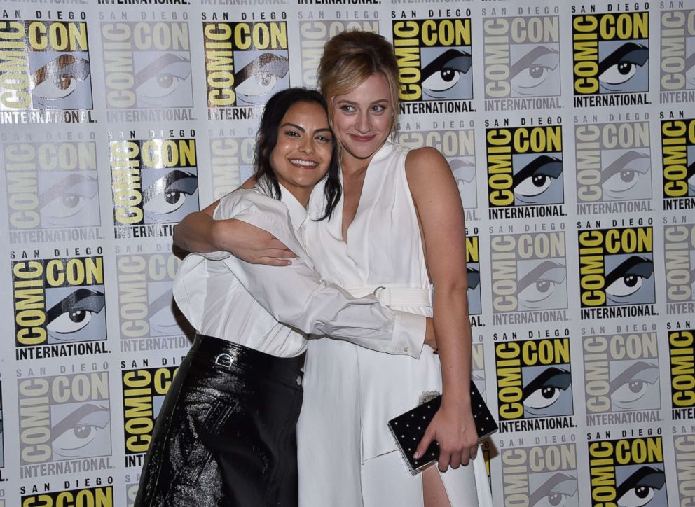 PHOTO: Camila Mendes and Lili Reinhart arrive for the press line of "Riverdale" at Comic Con in San Diego, Calif., July 21, 2018. 