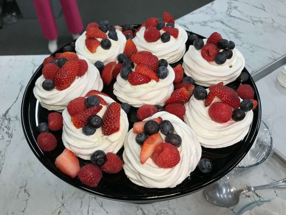 PHOTO: Chef Jamika Pessoa made mini pavlova with mixed berries for a Galentine's Day celebration on "GMA."