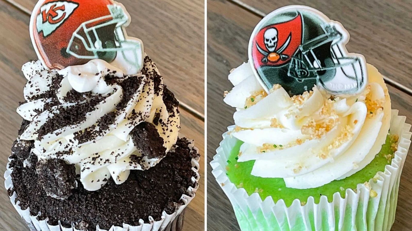 PHOTO: A cookies n cream cupcake and a key lime cupcake.