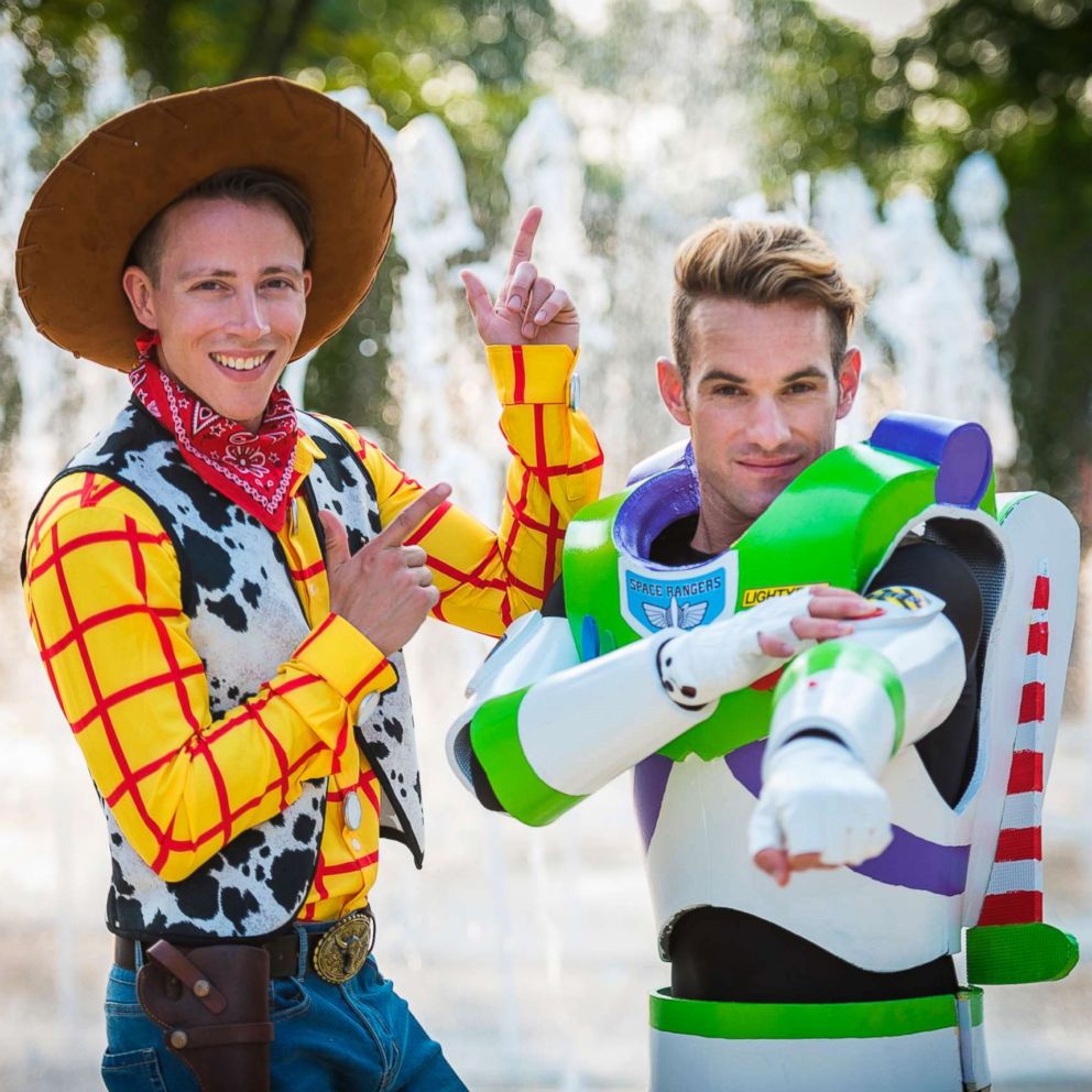 VIDEO: Grooms dress as Woody and Buzz Lightyear at Disney-themed wedding