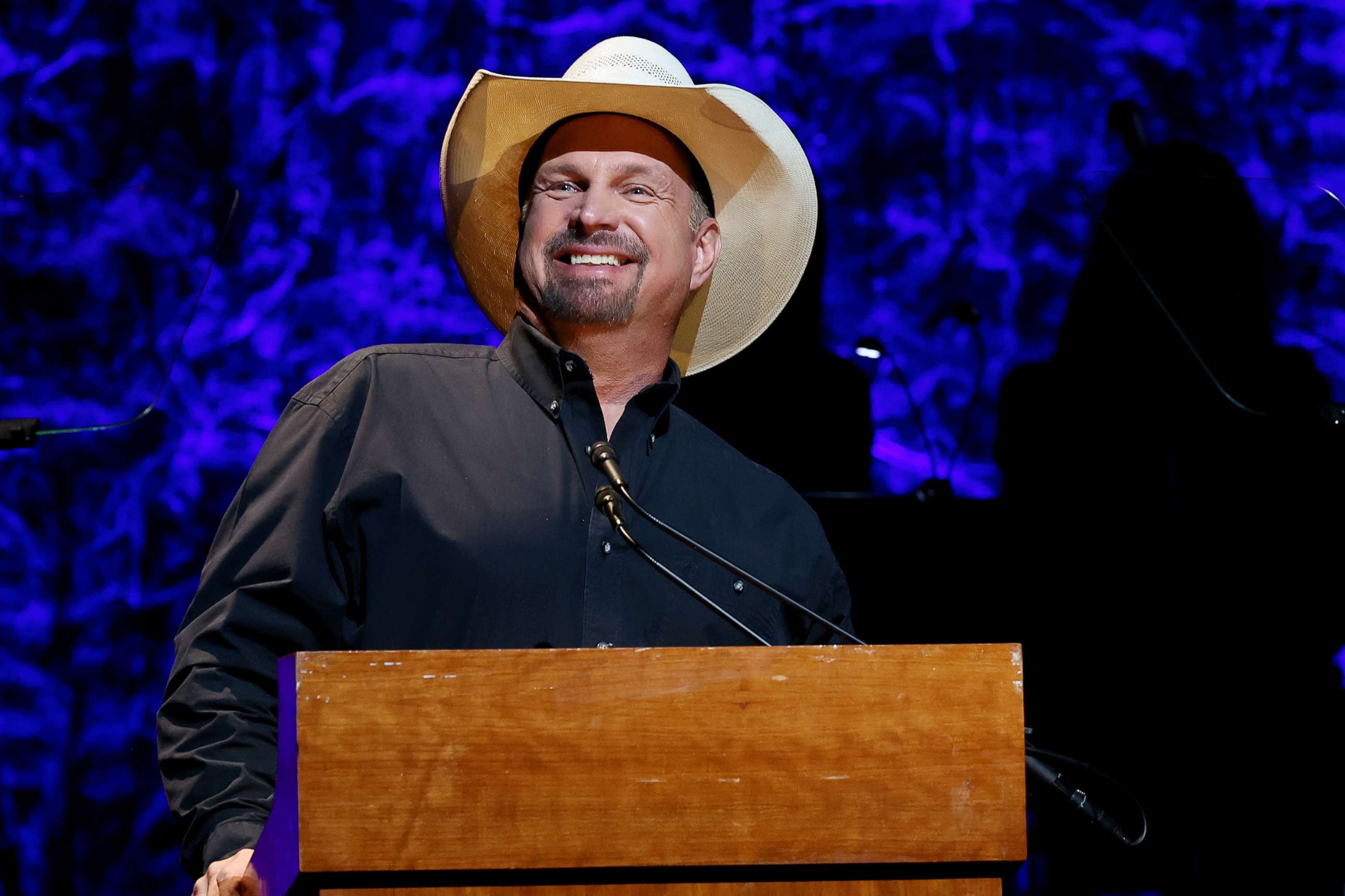 PHOTO: In this Oct. 16, 2022, file photo, Garth Brooks speaks at the class of 2022 Medallion Ceremony at Country Music Hall of Fame and Museum, in Nashville, Tenn.