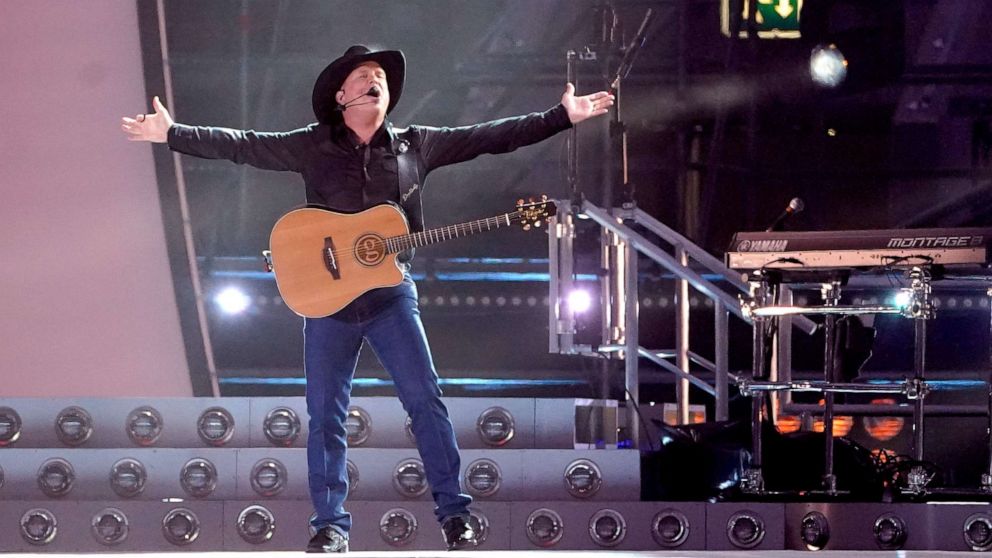 PHOTO: Country music star Garth Brooks during his first night of a series of concerts at Croke Park, Dublin, Sept. 9, 2022.