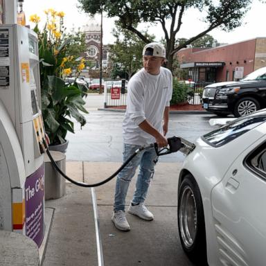 PHOTO: Customers purchase gas at a station, September 15, 2026 in Chicago.