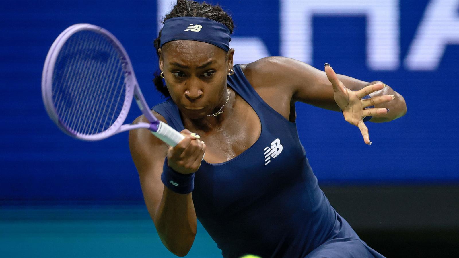 PHOTO: Coco Gauff in action against Iva Jovic oduring their women's singles fourth round match at the US Open Tennis Championships in New York City, September 7, 2026.