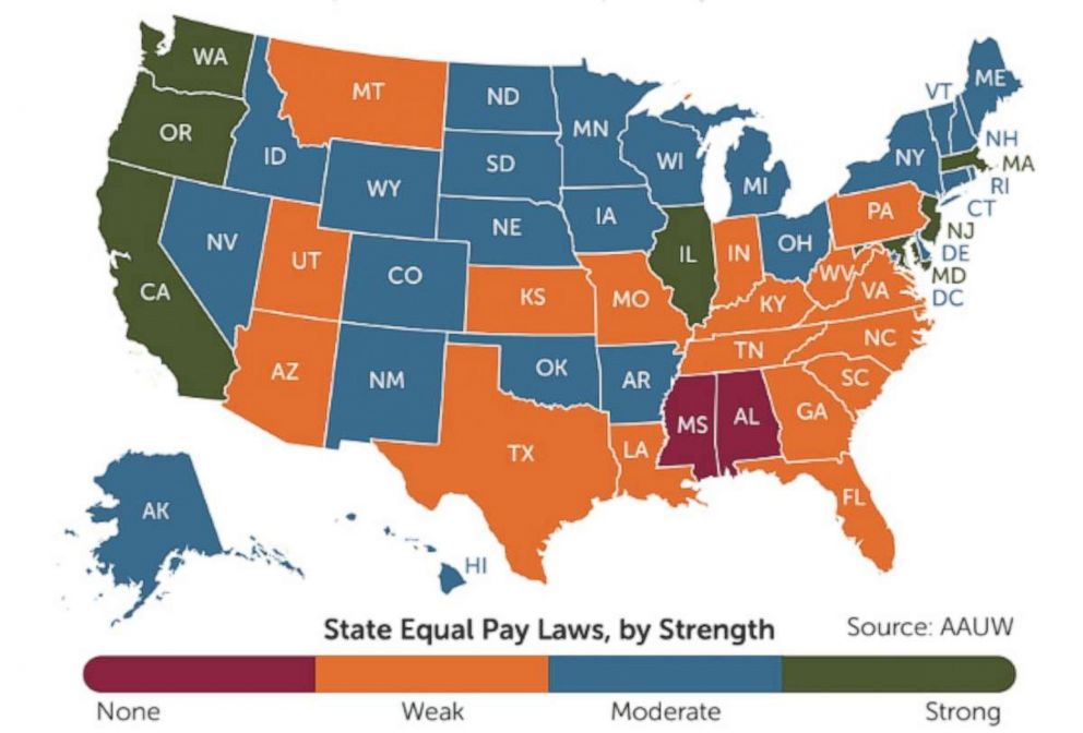 PHOTO: The varying strengths of state equal pay laws are shown in this graphic.