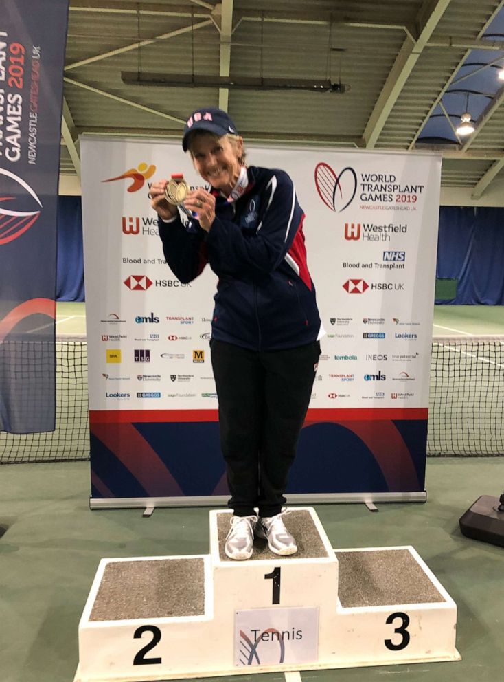 PHOTO: Genie Kilpatrick poses with her gold metal at the 2019 World Transplant Games.