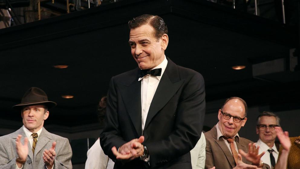 PHOTO: George Clooney during the opening night curtain call of "Good Night and Good Luck" on Broadway at The Winter Garden Theatre on April 03, 2025 in New York City on April 3, 2025 in New York City.