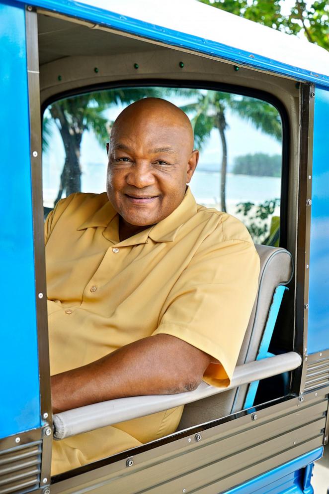 PHOTO: George Foreman is shown on the set of the tv show, "Better Late Than Never," in September 1, 2015.