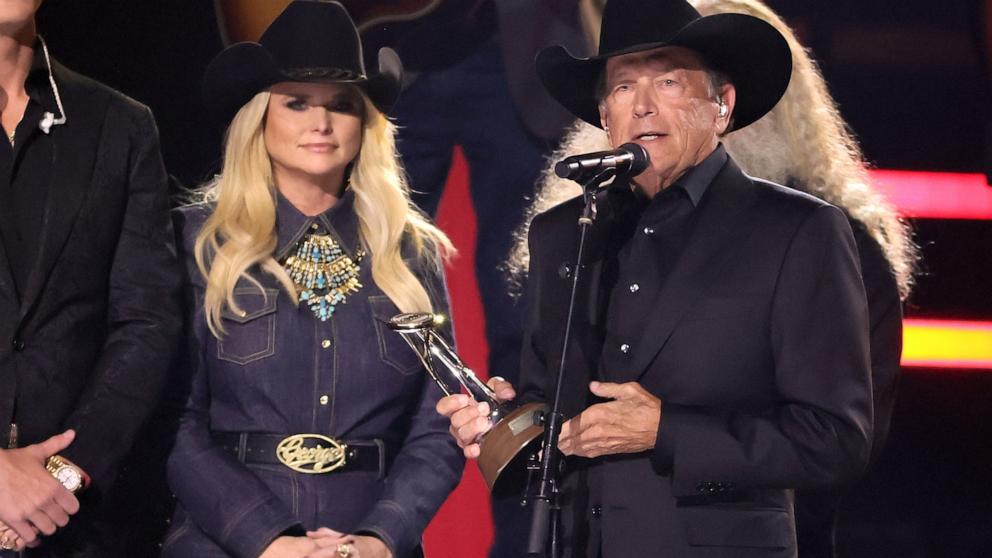 PHOTO: George Strait accepts the Willie Nelson Lifetime Achievement Award onstage during The 58th Annual CMA Awards, Nov. 20, 2024, in Nashville, Tenn.