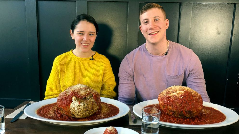 PHOTO: "Good Morning America" tried eating a massive 6-pound meatball at the Meatball Shop in honor of National Meatball Day. 