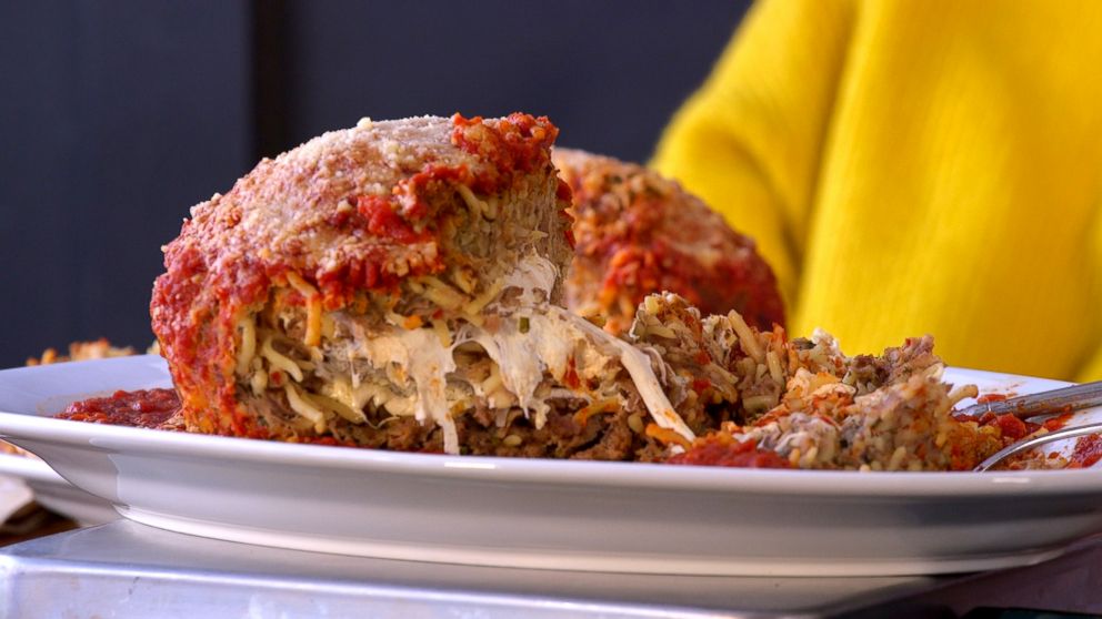 PHOTO: "Good Morning America" tried eating a massive 6-pound meatball at the Meatball Shop in honor of National Meatball Day. 