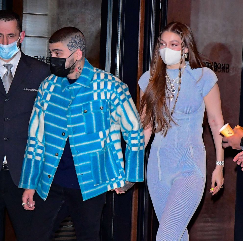 PHOTO: Zayn Malik and Gigi Hadid are seen on her birthday, April 23, 2021, in New York.