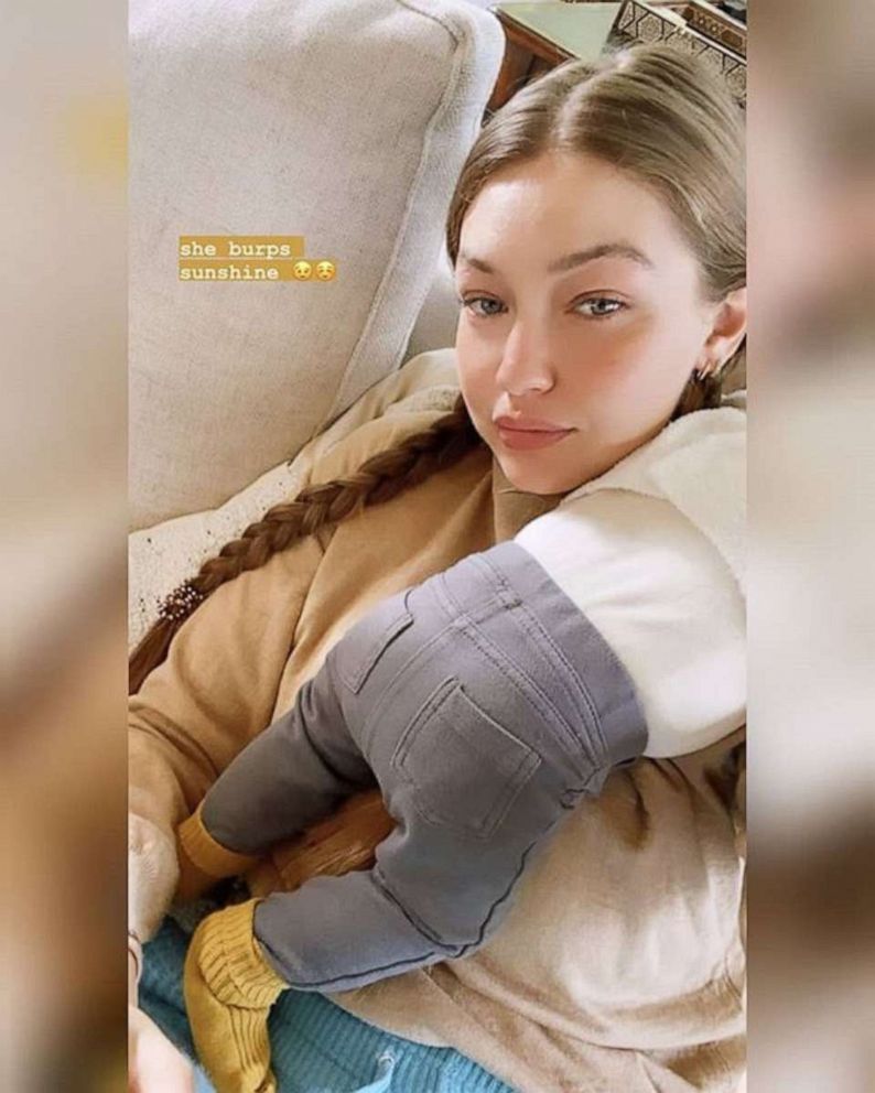 PHOTO: Gigi Hadid holds her baby, in an image from a story she posted to her Instagram account.