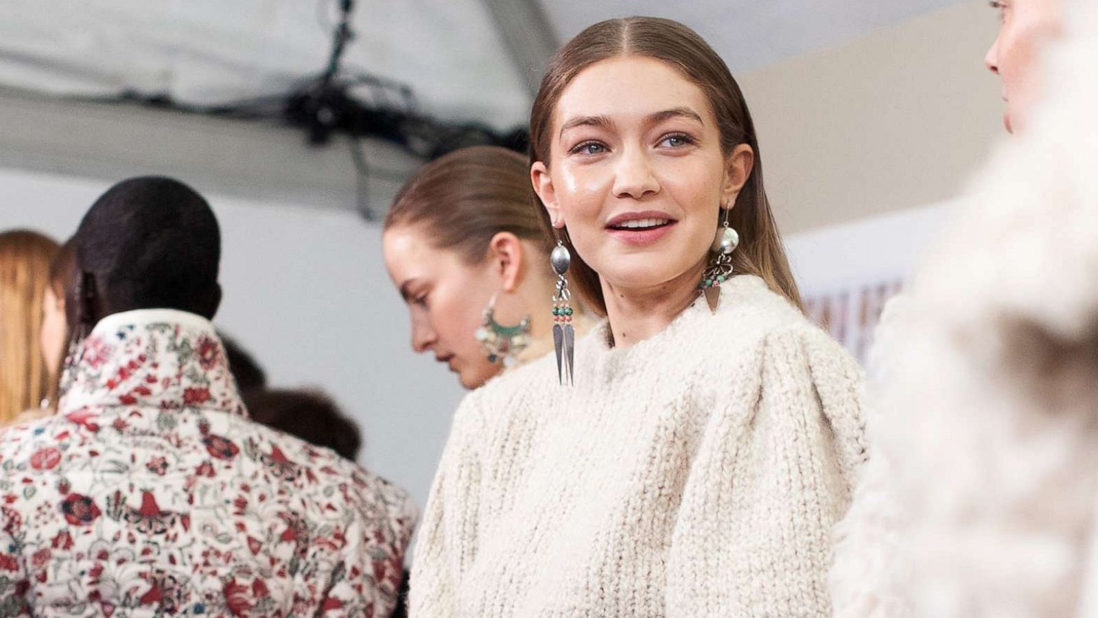 PHOTO: Gigi Hadid prepares backstage before the Isabel Marant Womenswear Fall/Winter 2020/2021 show as part of Paris Fashion Week on February 27, 2020, in Paris.