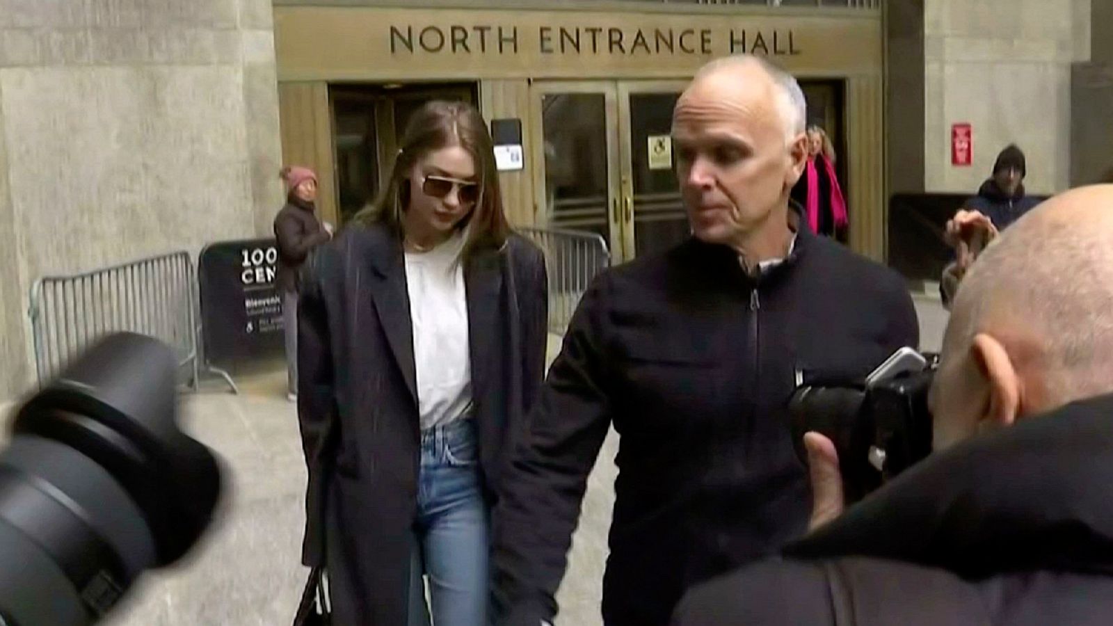 PHOTO: In this image made from video, supermodel Gigi Hadid walks out of a Manhattan court, Jan. 13, 2020, in New York. Hadid is in the running to be a juror in Harvey Weinstein's rape trial.