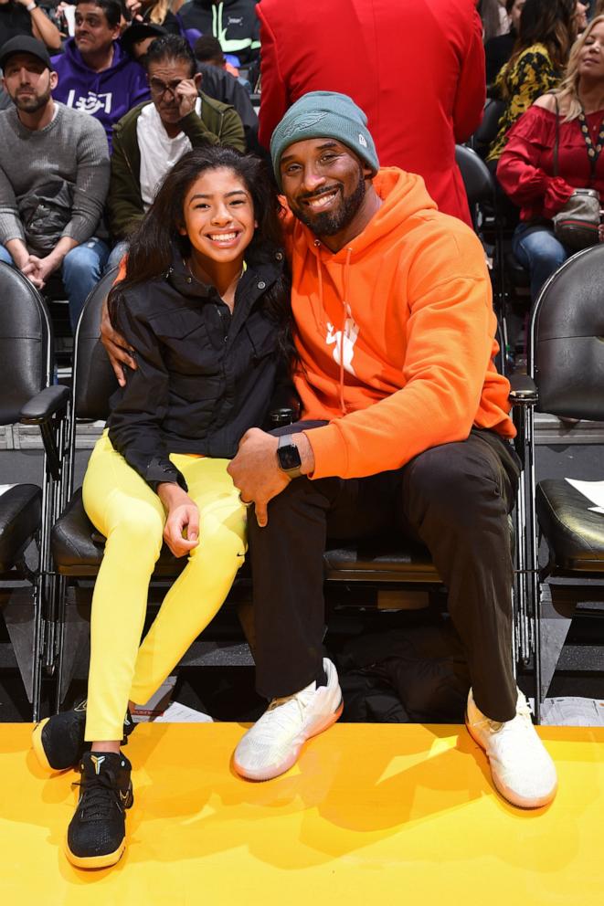 PHOTO: Kobe Bryant and Gianna Bryant attend the game between the Los Angeles Lakers and the Dallas Mavericks on Dec. 29, 2019 at STAPLES Center in Los Angeles.