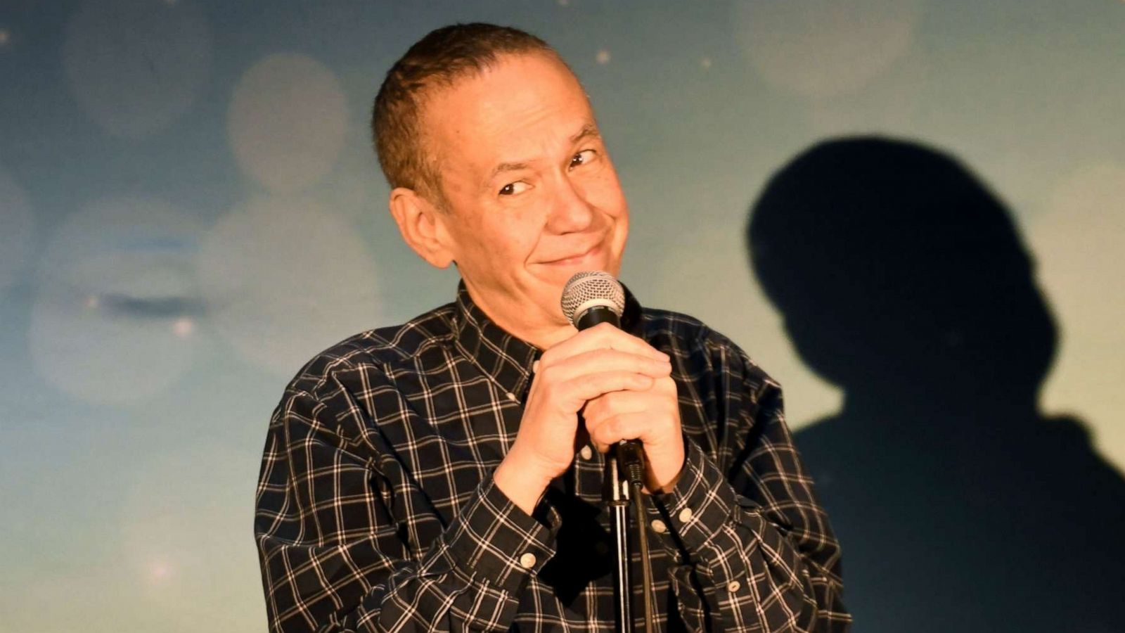 PHOTO: Comedian Gilbert Gottfried is shown performing on stage during a "live" concert appearance, April 28, 2018.