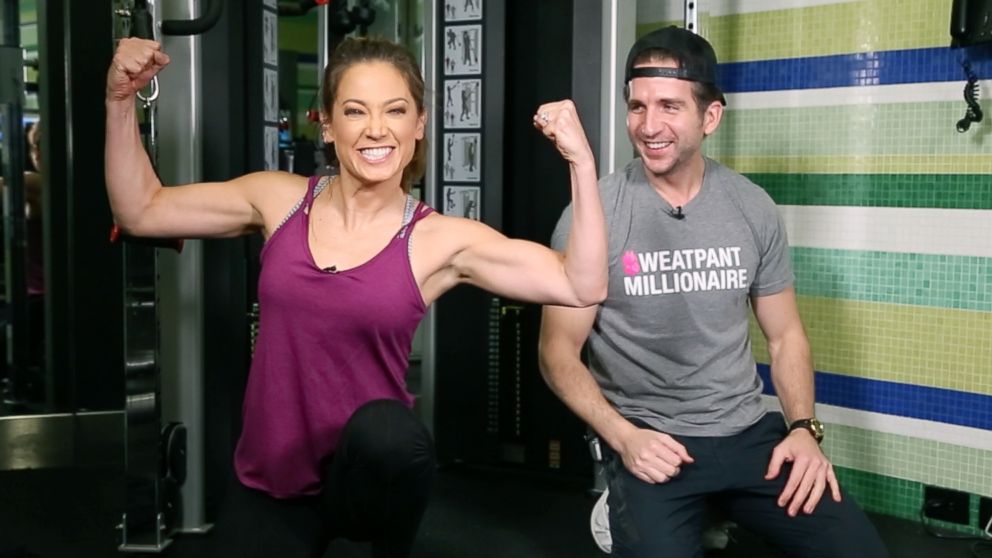 PHOTO: Ginger Zee, pictured with her trainer Mark Langowski, worked towards getting stronger in the new year for her January Challenge.