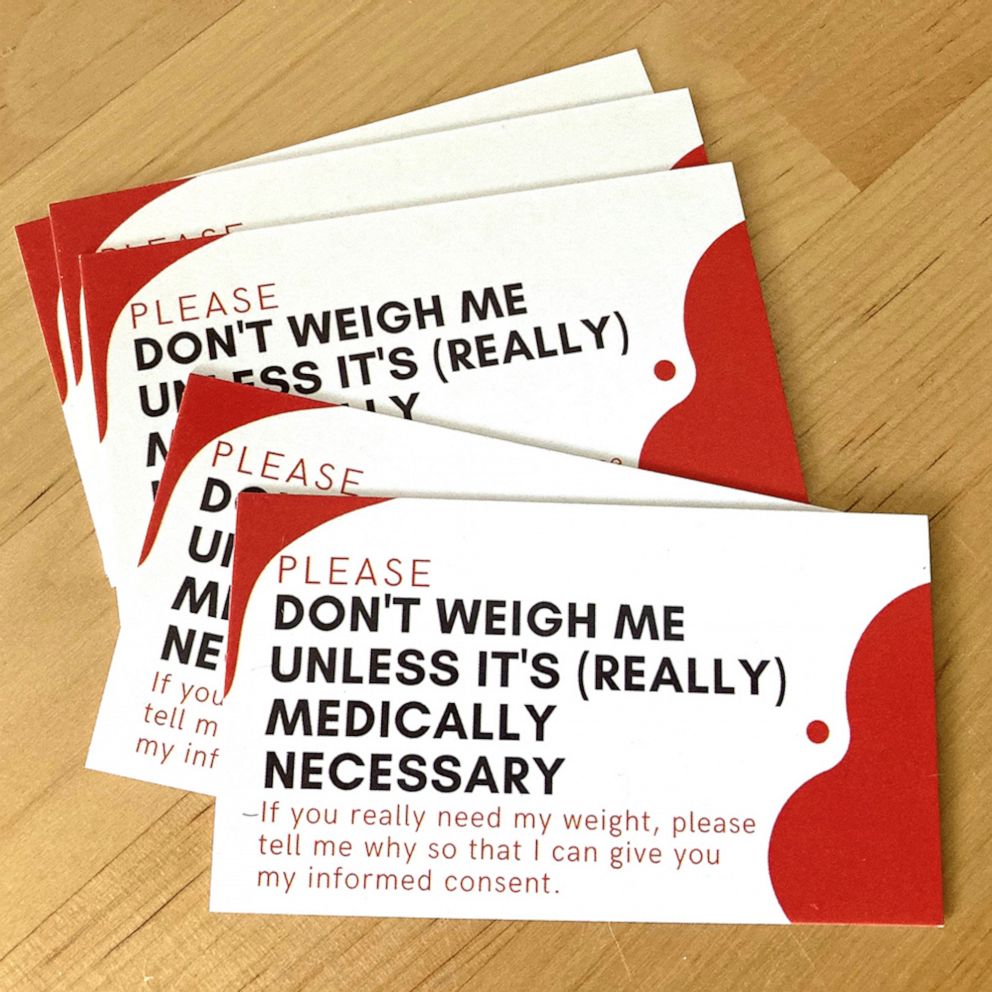 Don't Weigh Me' cards designed to empower people to skip the scale at the  doctor's office - Good Morning America