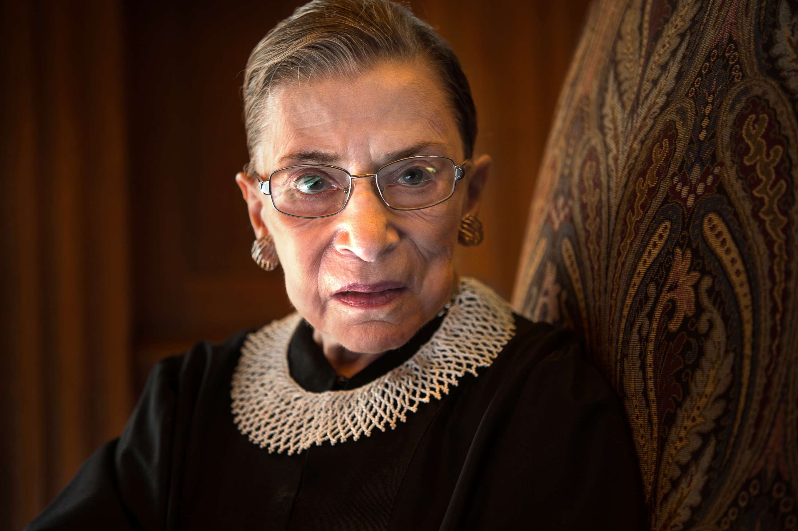 PHOTO: Supreme Court Justice Ruth Bader Ginsburg, celebrating her 20th anniversary on the bench, is photographed in the West conference room at the U.S. Supreme Court in Washington on Aug. 30, 2013.