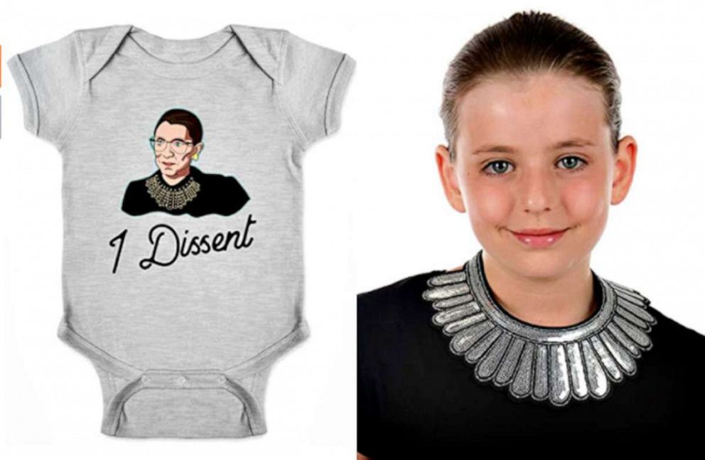 PHOTO: Ginsburg onesie, left, and Halloween costume for sale on Amazon.