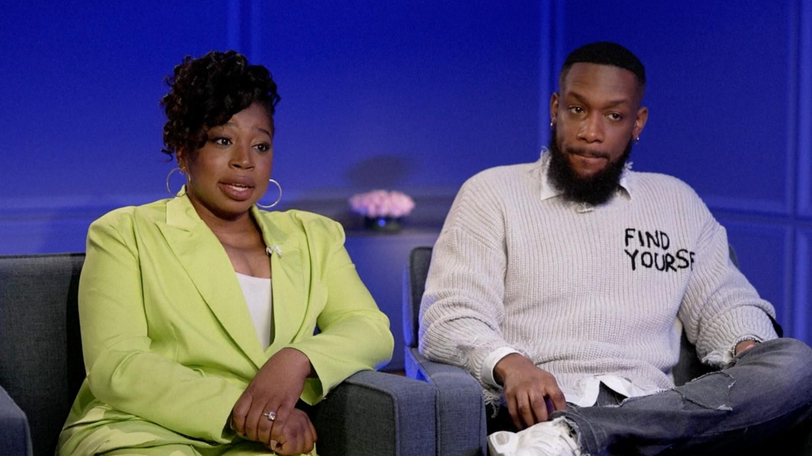 PHOTO: Giovonnie Samuels, left, and Bryan Hearne speak with ABC News' Eva Pilgrim, March 13, 2024, on "Good Morning America."