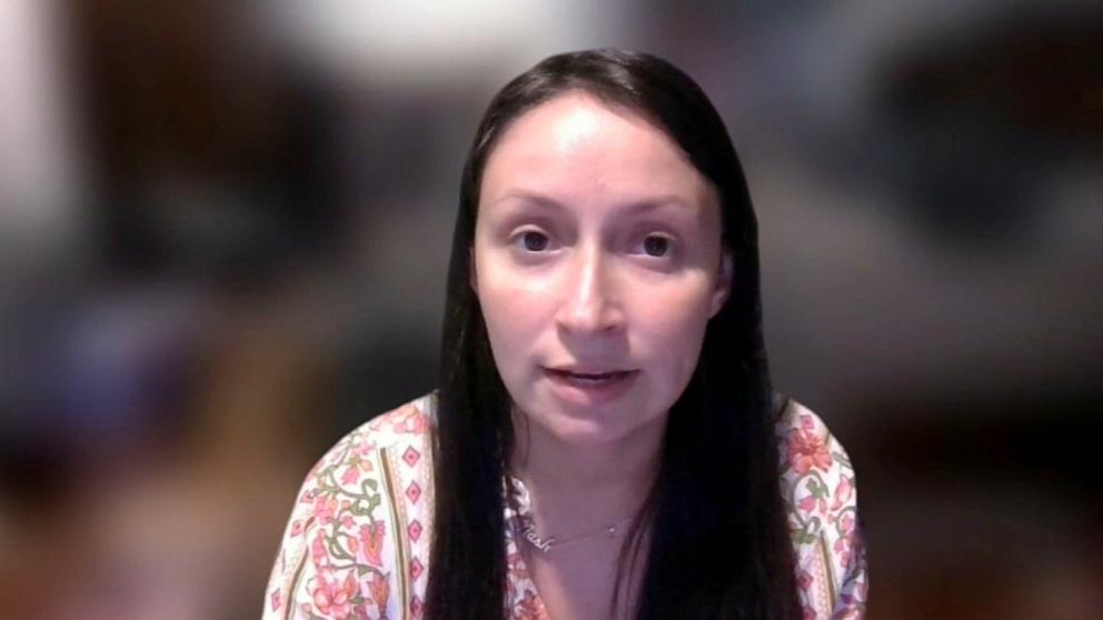 PHOTO: Giovanna Hanley speaks with ABC News and describes how she and her father-in-law worked on July 12 to help plane crash passengers in Pembroke Pines, Florida.