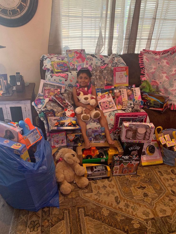 PHOTO: In lieu of birthday gifts, Zoe Figueroa, 8, collected $750 in charity donations and 200 toys for her friends who are still in the hospital.